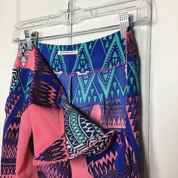 Mustard Seed Tribal Blue Pink Pleated Zip Pant S‎ - Picture 5 of 8